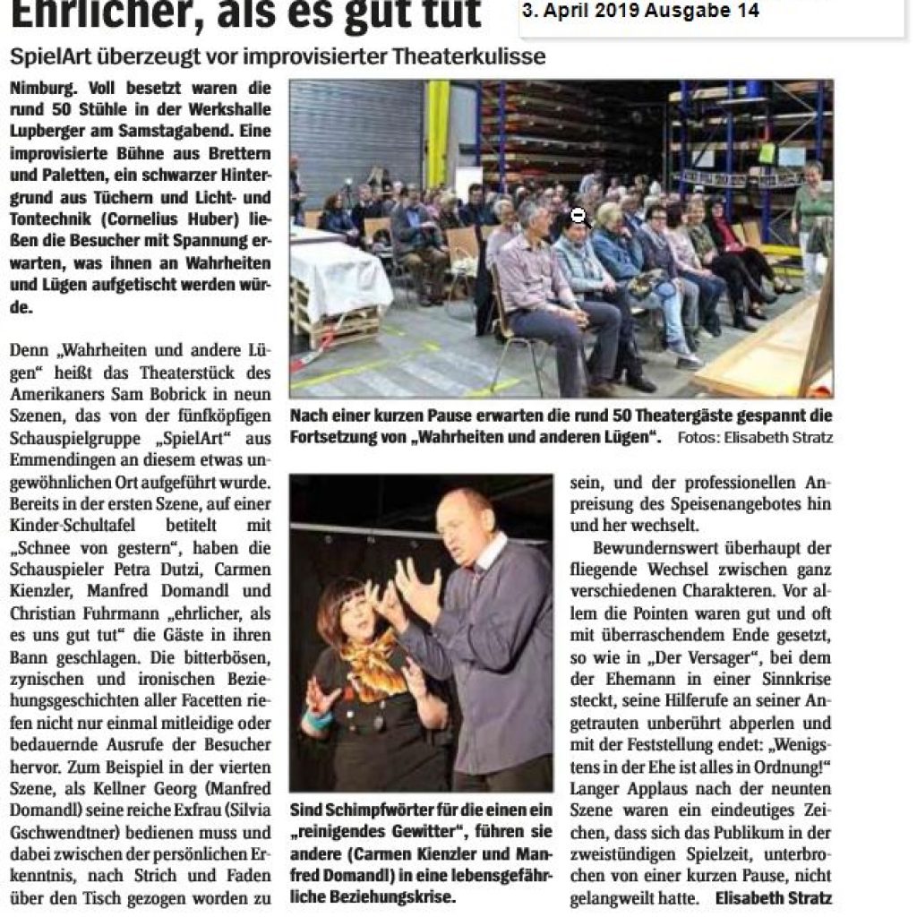 Presse: Emmendinger Tor 03.04.2019 Auftritt Fa. Lupberger in Teningen vom 30.03.2019